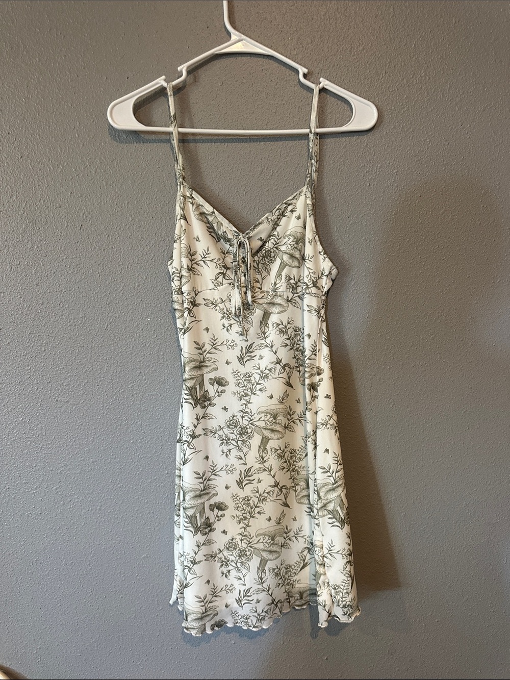 Women’s Cream Floral Slip Dress with Tie Front